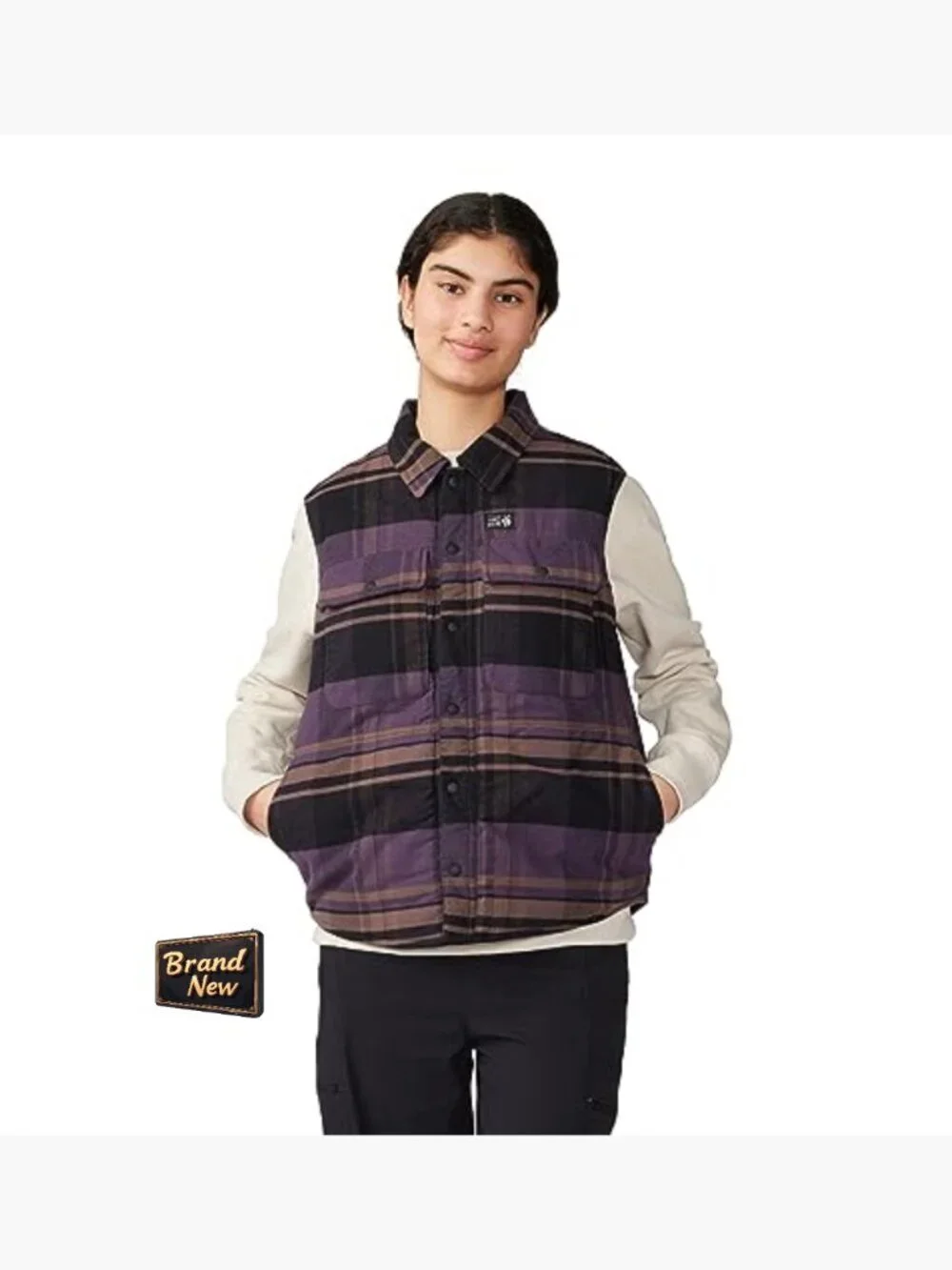 Insulated Flannel Vest with Snap Front, Cotton - Sleeveless